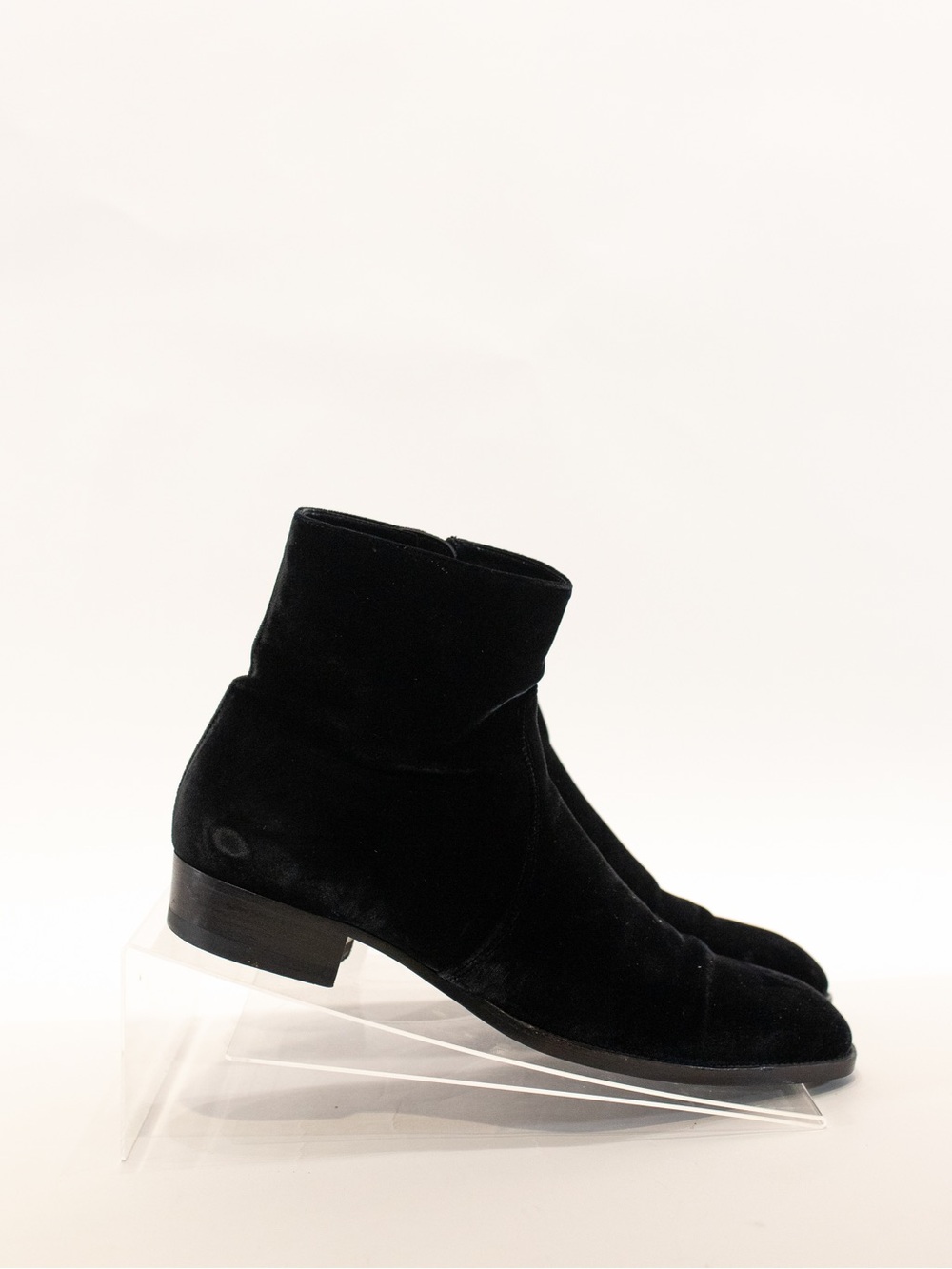 Saint Laurent Black Velvet Ankle Boots - Picture 2 of 4